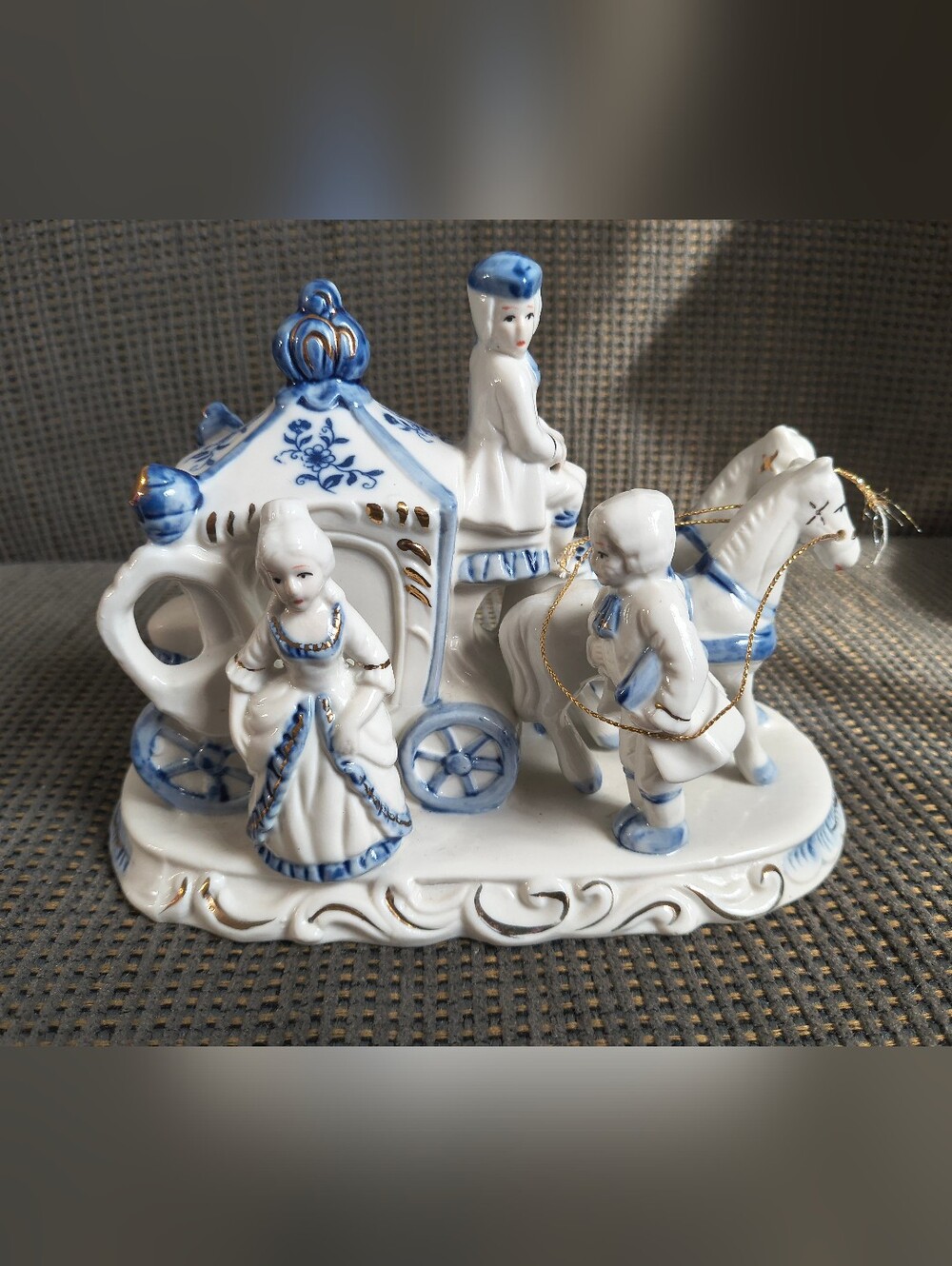Vintage Porcelain Cinderella Carriage Ornament